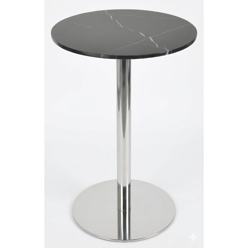 Table de salle à manger à hauteur de comptoir Tango, Blanc, L 28 po x L 28 po, Brossé / noyer