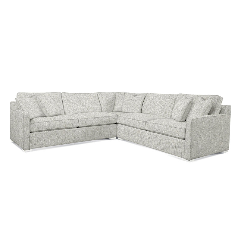 Canapé modulaire rembourré 3 pièces Brentwood, Blanc givré, Sunbrella bleu à fines rayures; 6205-64