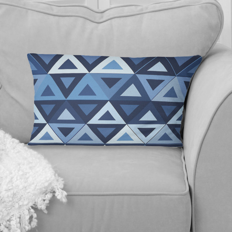 Triangles modernes bleu et blanc I - Coussin lombaire moderne