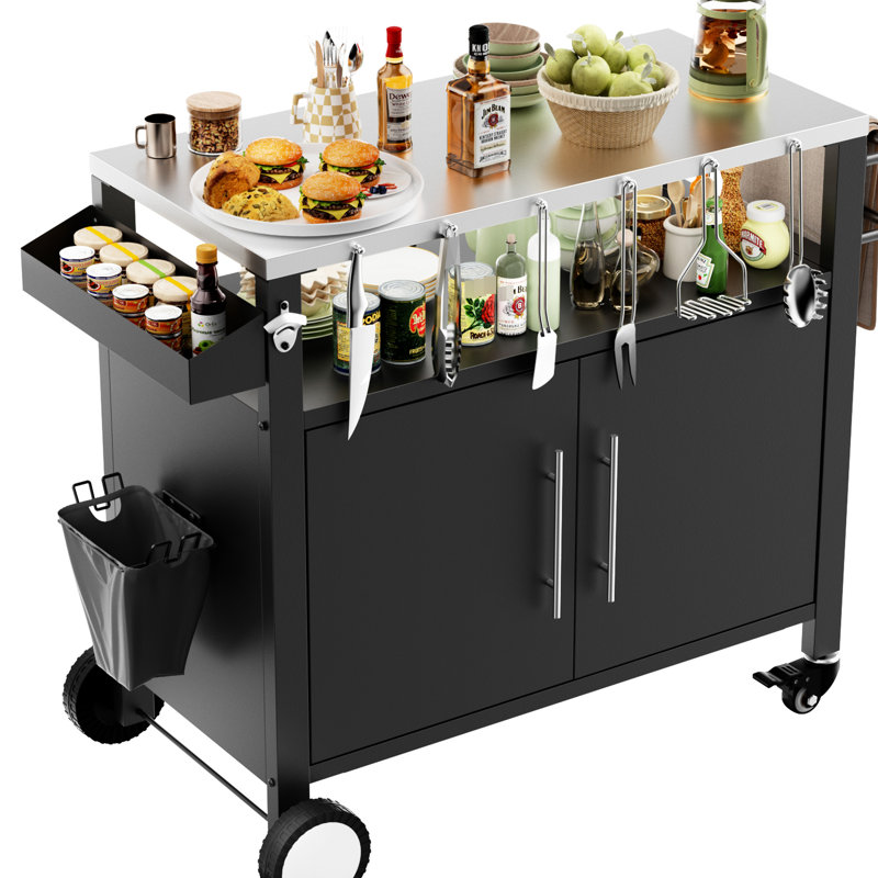 Chariot-bar extérieur avec suffisamment d'espace pour les réservoirs de propane et les outils de barbecue - Complétez votre configuration