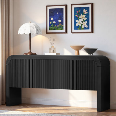 Console avec 4 portes ondulées et tablettes réglables