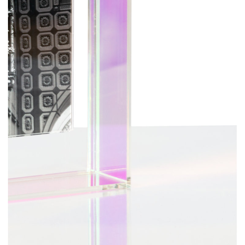 Float Frame for Tabletop or Wall with Magnetic Photo Holder, Rainbow Iridescent, 5" x 5";4" x 4"
