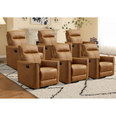 31.5" Wide Modern Ultra Comfortable Swivel And Rocker Manual Reclining Home Theater Seating