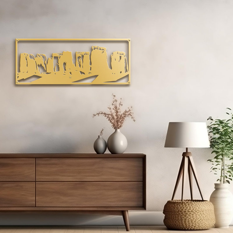 Décoration murale abstraite murale, H 11,70 po x l 30 po x P 0,05 po, Or