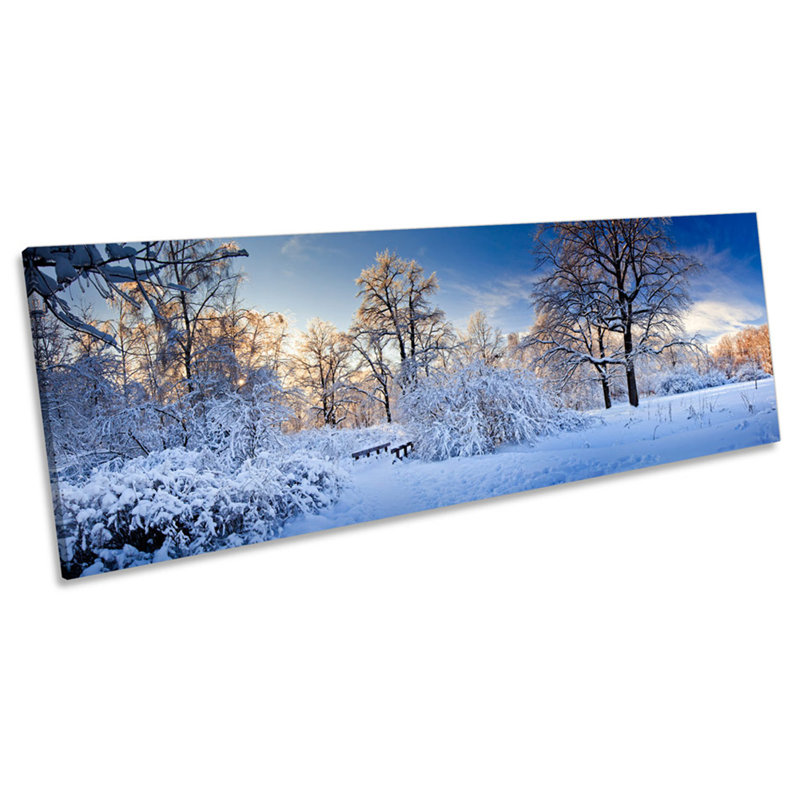 Winter Snow Scene Landscape - Wrapped Canvas Panoramic Print, 30.48cm H x 91.44cm W x 2cm D