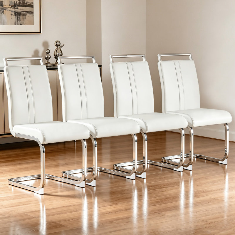 Modern Luxe Faux Leather Dining Chair Set of 4, Thick Foam Dining Chairs, C Shaped Kitchen Chairs for Dining Room, Conference Room