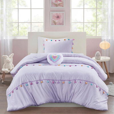 Ensemble d'édredon Tassel avec coussin décoratif en forme de cœur