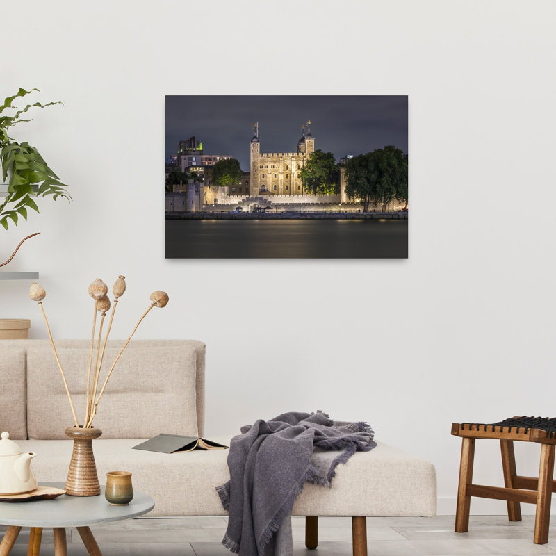 London Tower Night Abstract Contemporary Architecture City Wall Art Print, 24" H x 36" W