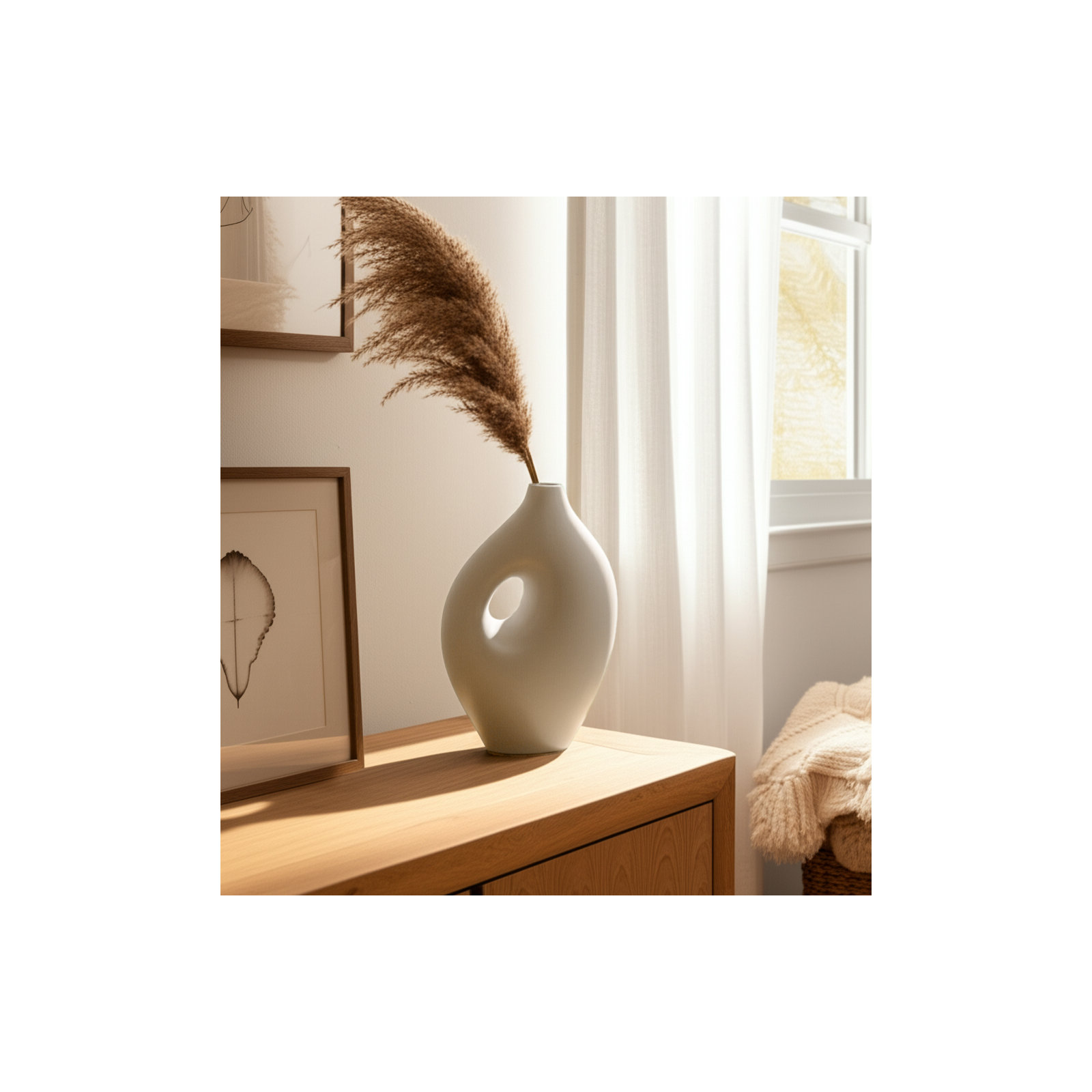 Wilma 12'' Handmade Stoneware Table Vase, 12" H x 7" W x 4" D