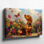 Toile rétro, art mural chiot et papillon-107390530