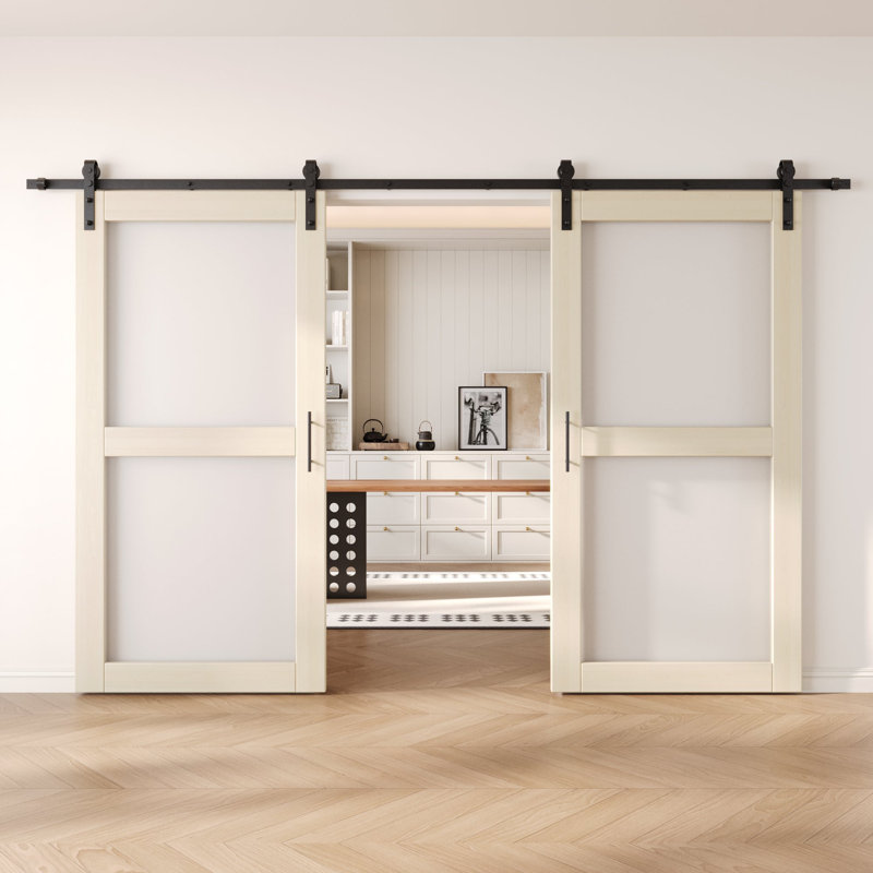 Portes de grange non assemblées et finies en verre à double vitrage de 50 po x 80 po Homquer Tinsmith, 50 po x 80 po