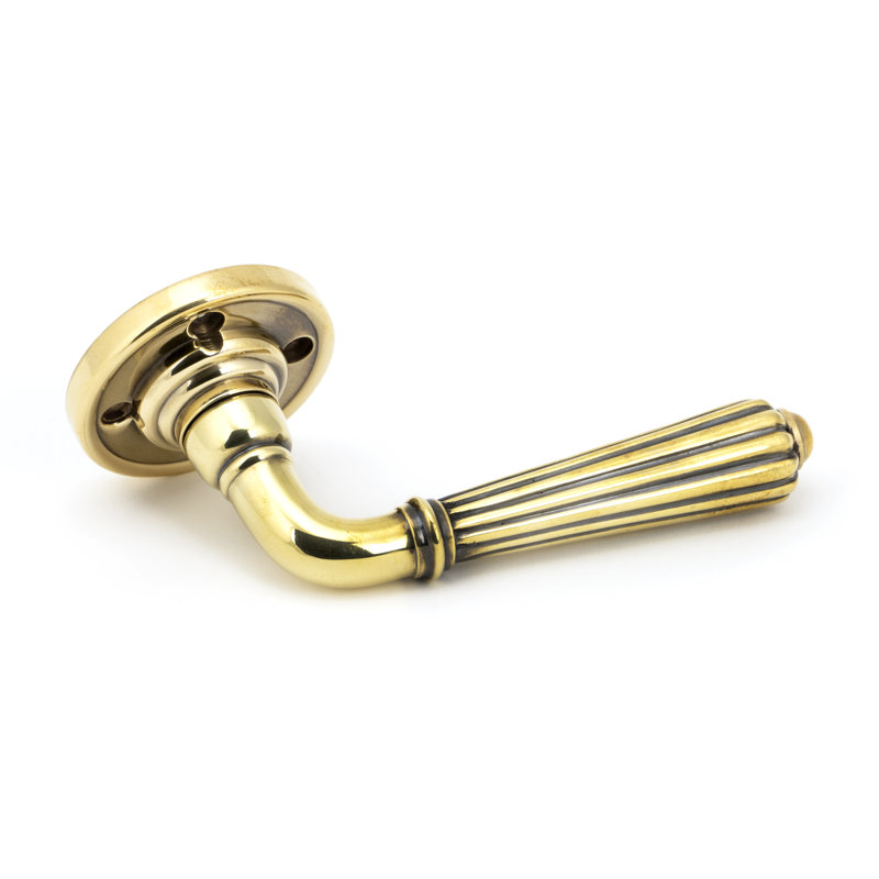 Hinton Lever on Rose Set - Unsprung, Aged Brass