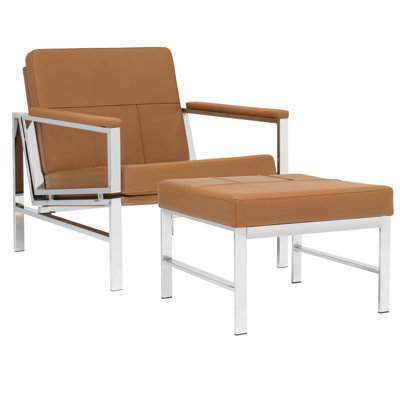 Landa SIGNATURE GENUINE LEATHER CHAIR/OTTOMAN SET