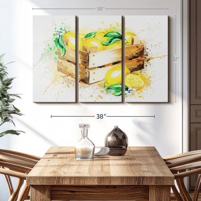 «Lemon Harvest Splash», 3 pièces, H 32 po x l 50 po x P 1,25 po