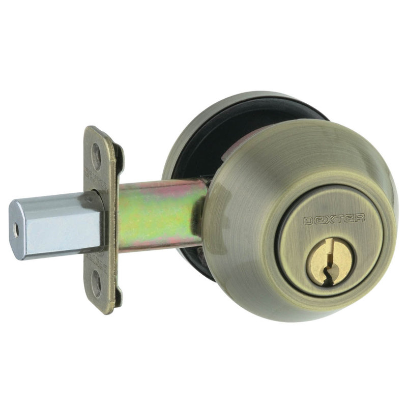Double Cylinder Deadbolt, Antique Brass