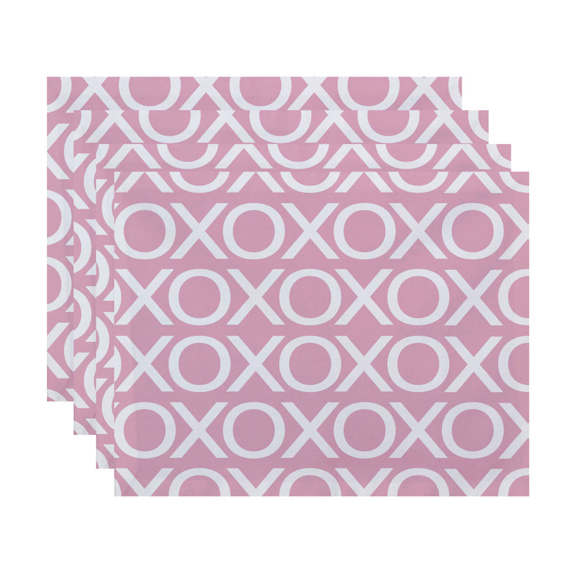 Polyester Geometric Rectangle Placemat, Pale Pink