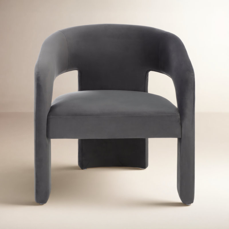 Ashlyn 28.5" W Upholstered Armchair, Dark Gray Velvet