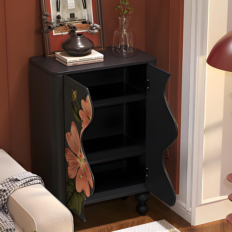 Armoire de rangement French Floral, Noir