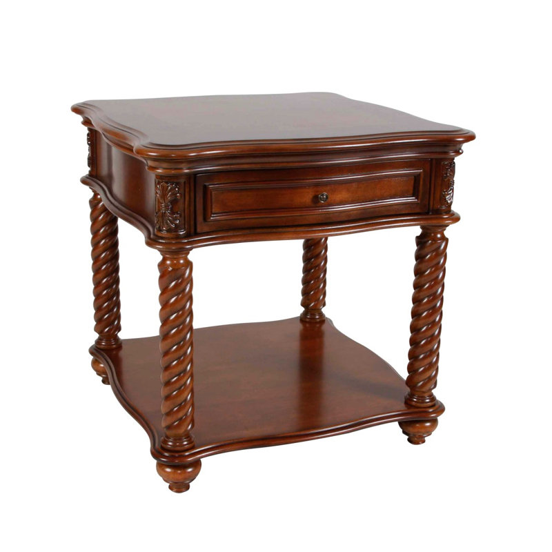 Kshaf Solid Wood Top 1 End Table with Storage