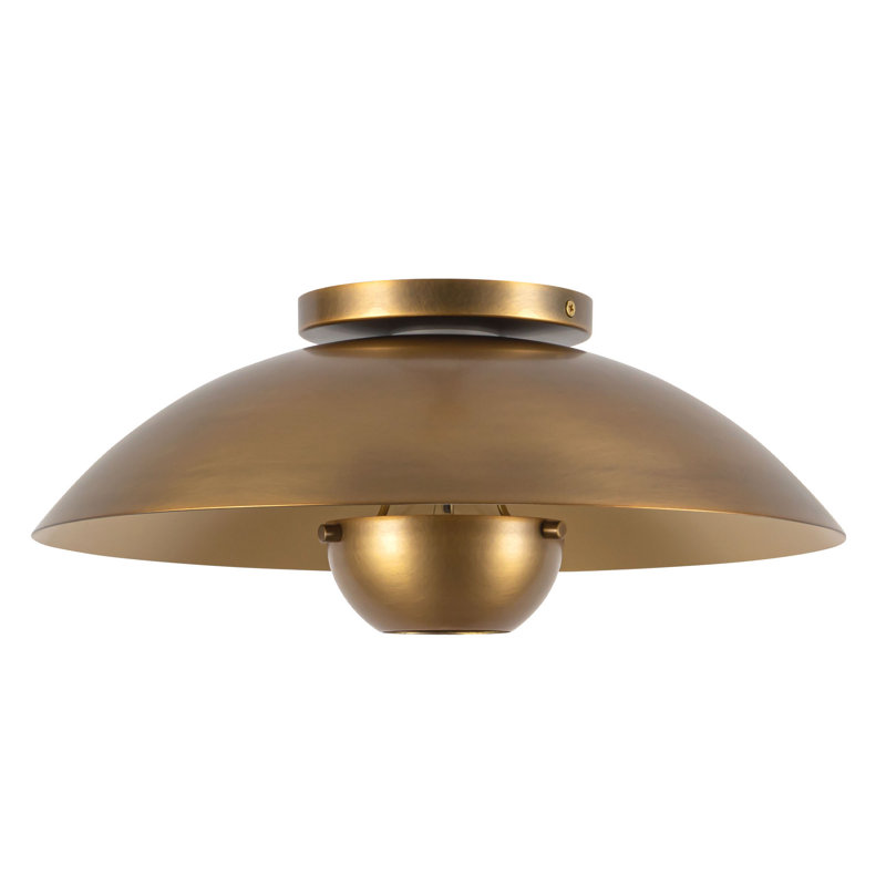 Umbra 14-in Black Semi-Flush Mount, Steel, Antique Brass