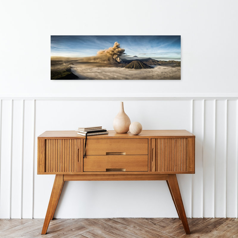«Dramatic Volcano Eruption Abstract Contemporary Landscape Nature», art mural, H 12 po x l 36 po