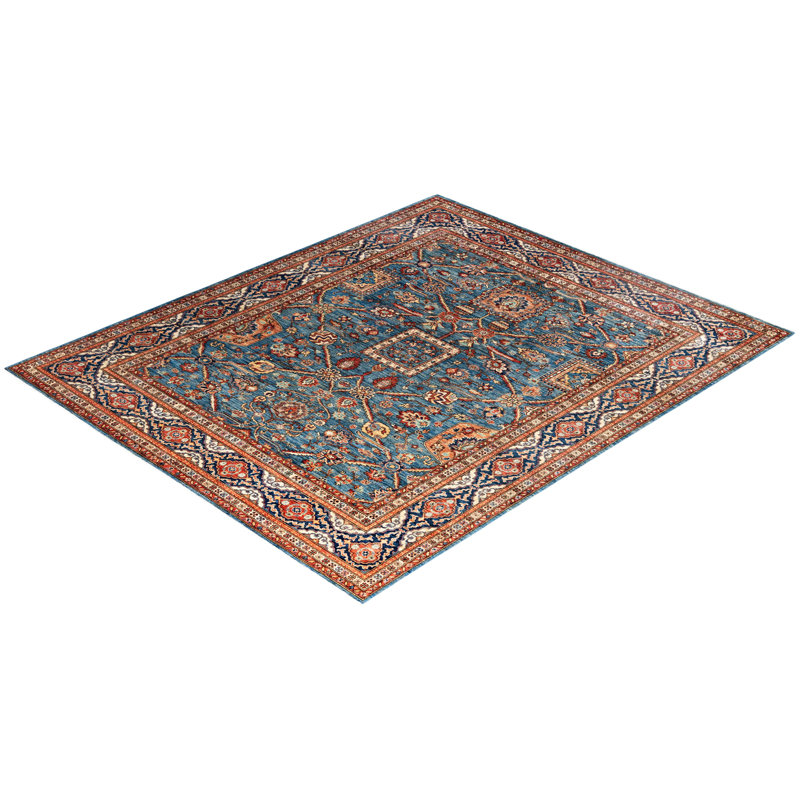 Tapis unique noué à la main Serapi - bleu clair, 8 pi 3 po x 9 pi 11 po Serapi