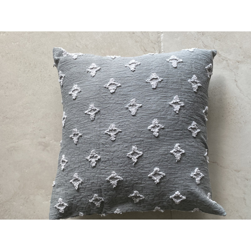 Cotton Reversible Throw Pillow, Gray