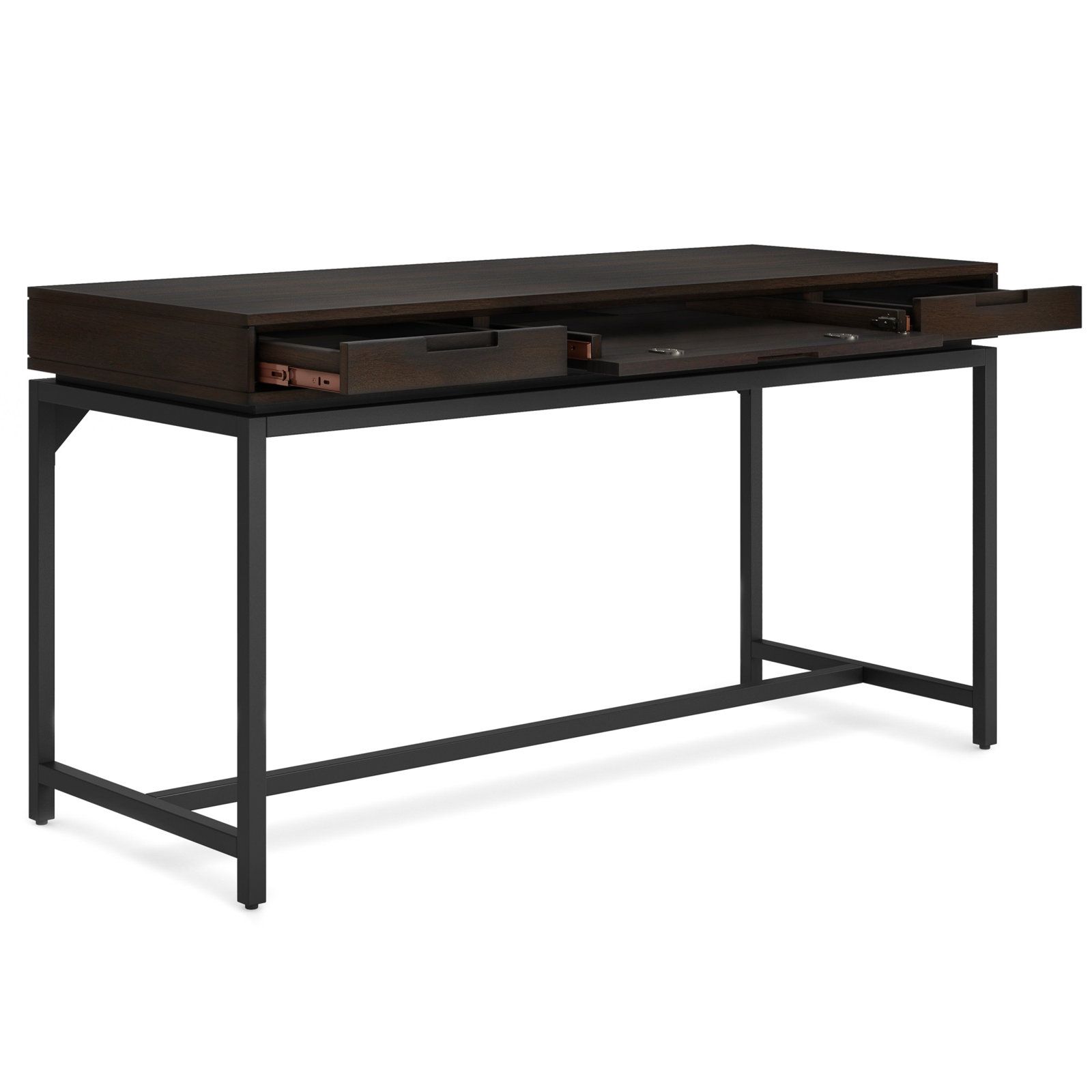 Lars Writing Desk, 31.50" H x 60" W x 24" D, Hickory Brown/Black