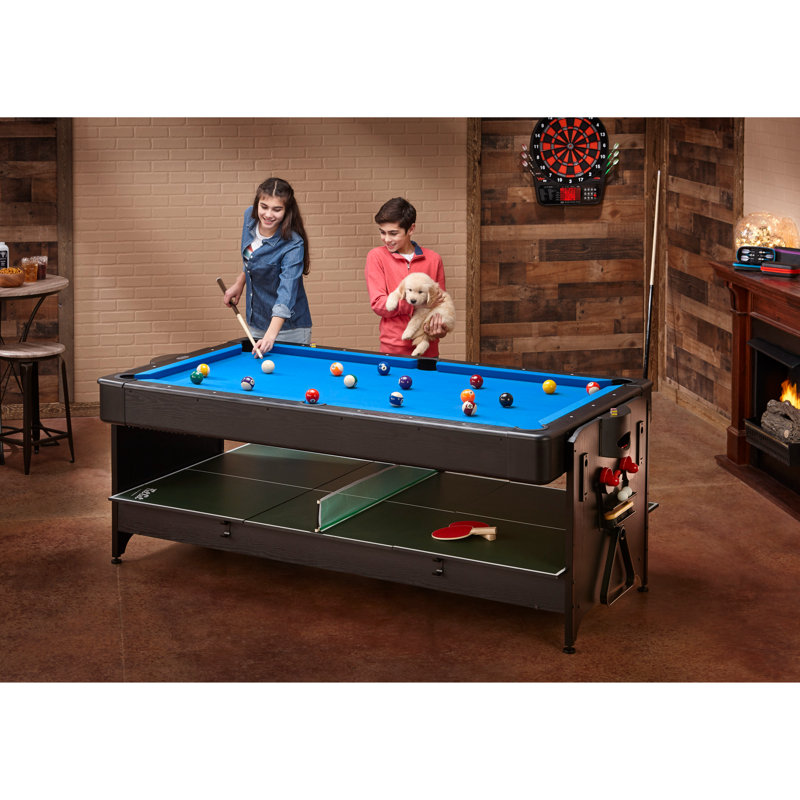 Blue 3-in-1 Air Hockey, Billiards, and Table Tennis Game Table