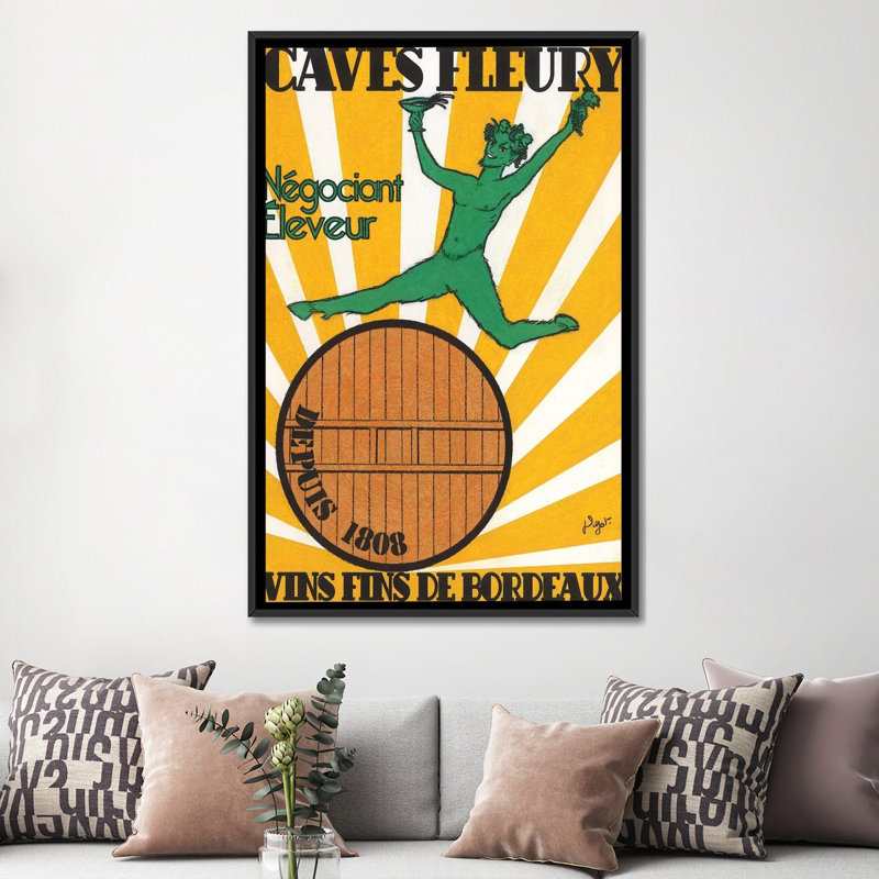 " Le Matin D'un Faune " by Jean-Pierre Got, 60" H x 40" W x 1.5" D, Black Floater Framed Canvas, No Mat