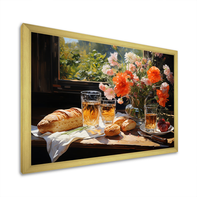 «Rustic Banquet in France I», reproduction sur toile, Cadre doré simple, H 30 po x l 40 po x P 1,5 po