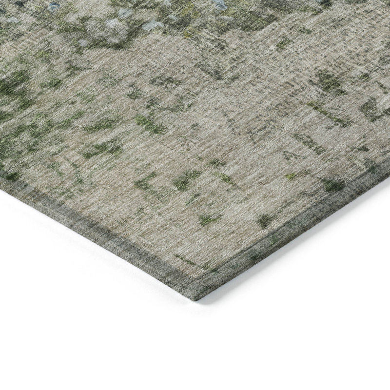 Tapis bleu intérieur / extérieur lavable à la machine Xhevrie, Rectangle 9 pi x 12 pi