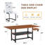 Ensemble de table de salle à manger rectangulaire pour 6 personnes, ensemble de table de salle à manger de style campagnard de 71 po avec 6 chaises rembourrées et tablette de rangement, plateau de table en bois avec structure en métal noir-943342967-943342953