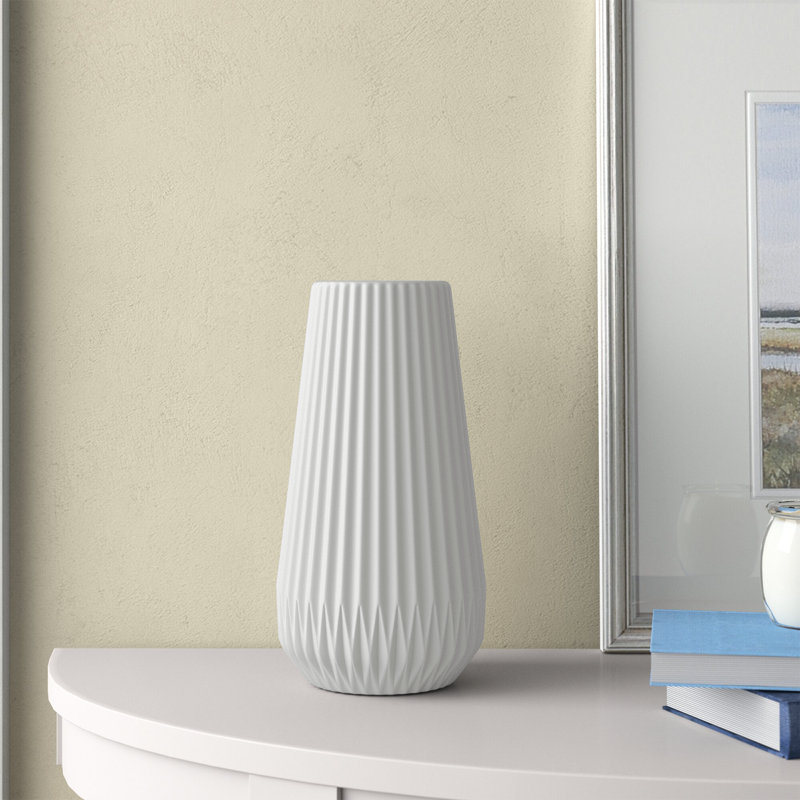 Laudine Stoneware Table Vase, White