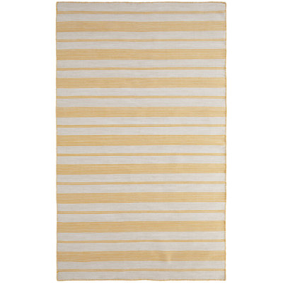 Perci Striped Handmade Flatweave Area Rug in Sun Yellow/Cream