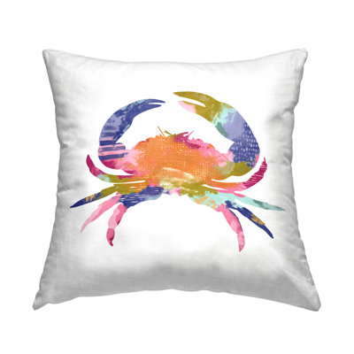 Patterned Crab Impression Decorative Printed Throw Pillow Design by Lisa Nohren