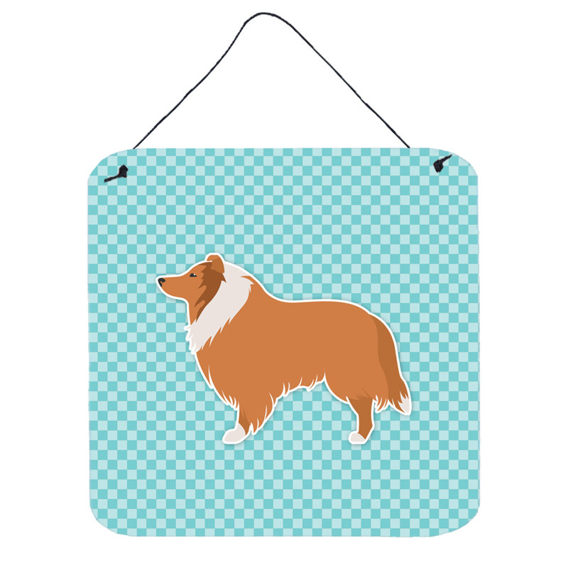 Décoration murale en aluminium à damier collie, Bleu