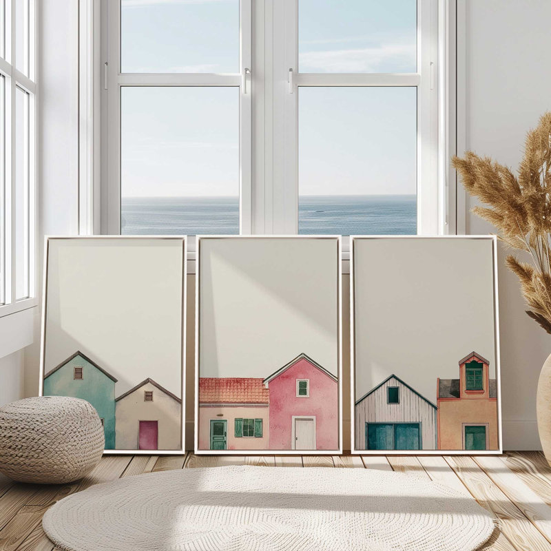 Ensemble de 3 impressions rustiques, 12 po x 8 po, Cadre flottant blanc opaque
