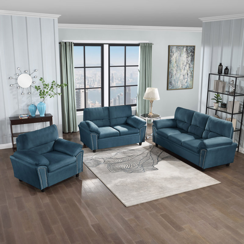 Fauteuil Napfle, Velours bleu
