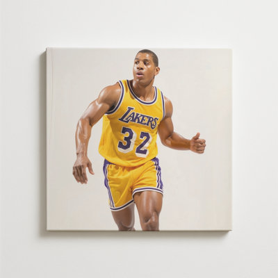 Magiic Johhnson Canvas Wall Art Decor by DC- Framed Wall Art Prints | Canvas Pictures for Living, Bedroom, Office- Basketball Wall Canvas Aesthetic Home Decor Photo Poster 24x24