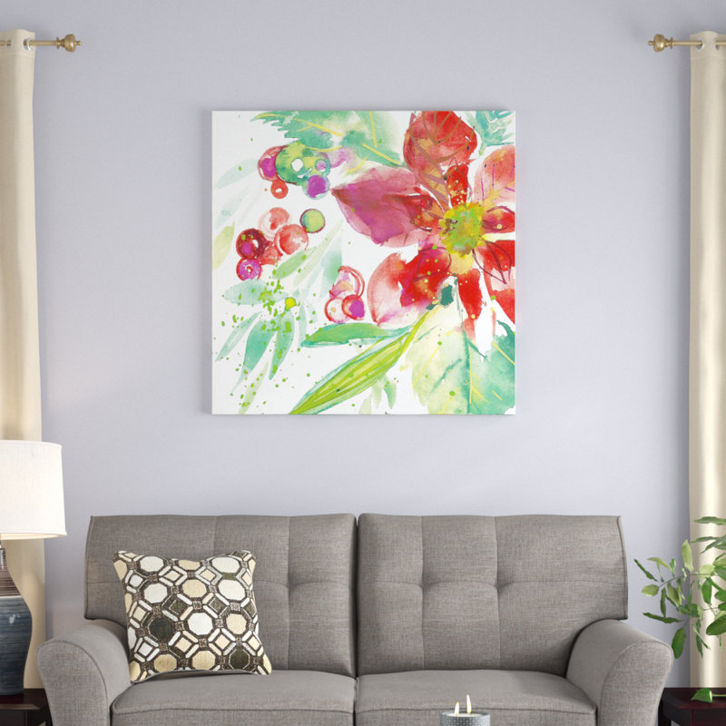 Reproduction d’art sur toile, "poinsettia Pretty IV" par Kristy Rice, H 36 po x l 36 po x P 1,25 po