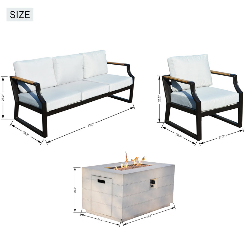 8 - Person Patio Conversation Set with Cushions, Black
