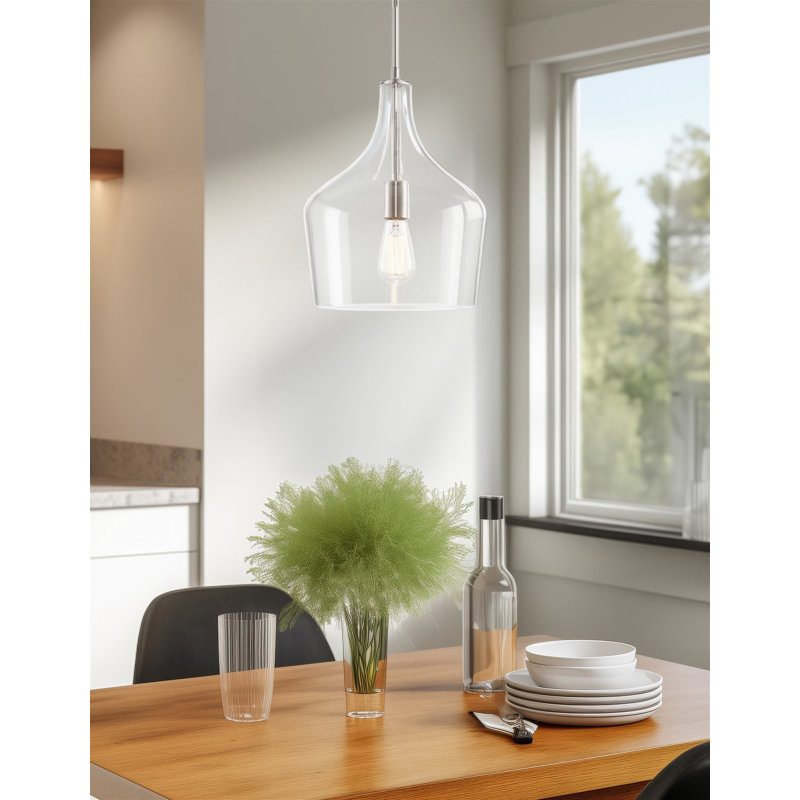 Lucy 1 - Light Kitchen Island Pendant, Brushed Nickel