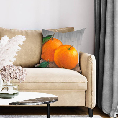 Two oranges - 20"x20" Throw pillow cover - Poly twill - Print on demand