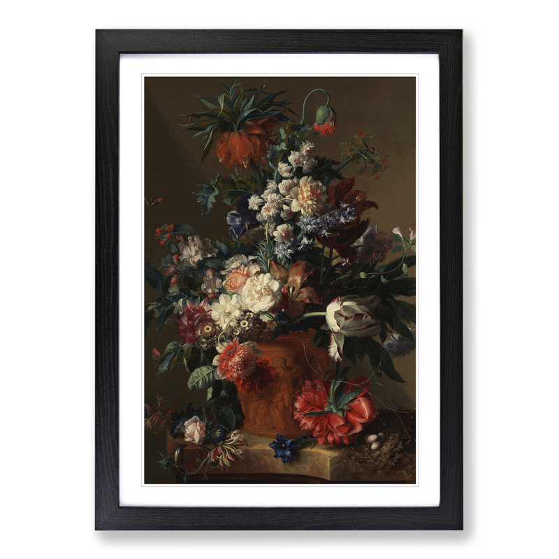 Still Life with Flowers Vol.11 by Jan Van Huysum - Picture Frame Painting, 48cm H x 36cm W x 2cm D, Black