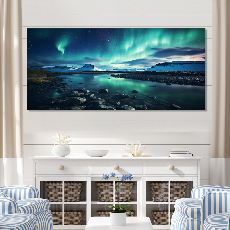 «Islandais Borealis Winter s Aurora I - Aurora Borealis», art mural encadré, Toile tendue, H 28 po x l 60 po x P 1,5 po