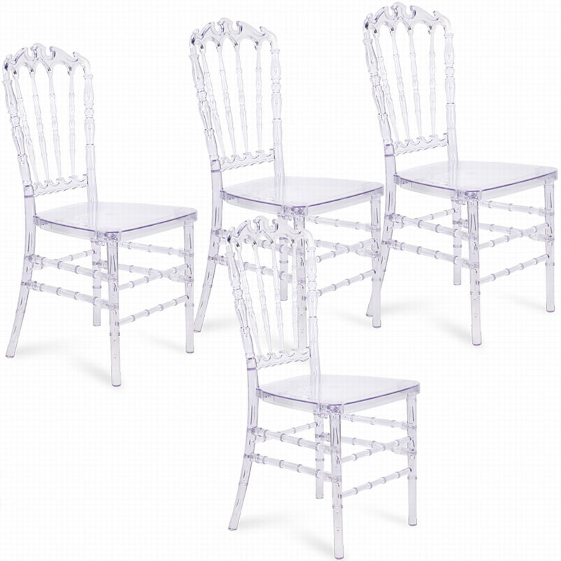 Ensemble de 4 chaises de salle à manger transparentes Chiavari