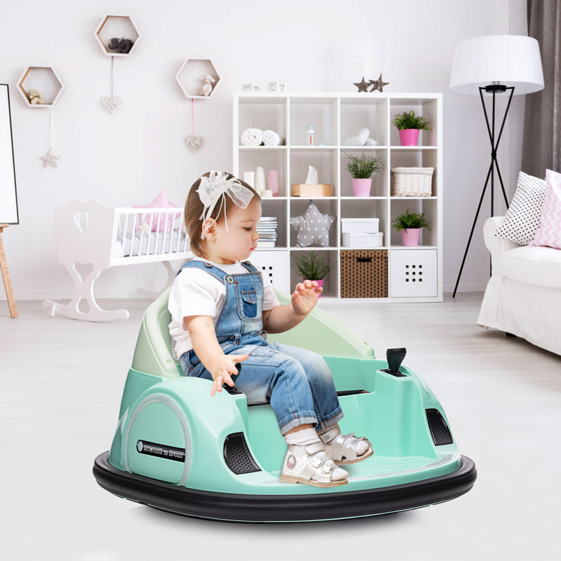 Voiture autoportée 12V avec enfants, télécommande et jouet électrique pour tout-petits, Vert