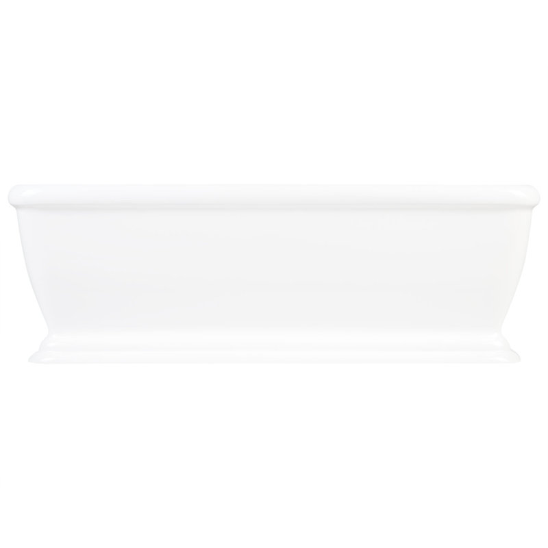 Serafini 69" x 30" Freestanding Soaking Bathtub, White/White Trim