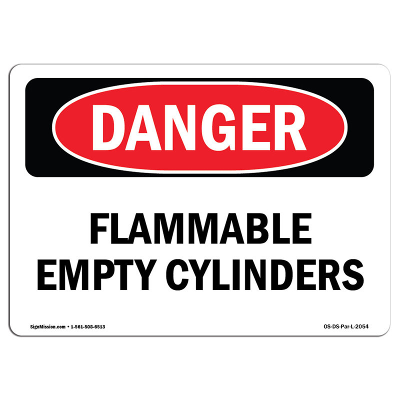 Enseigne de bouteilles vides inflammables, H 12 po x l 18 po x P 0,1 po